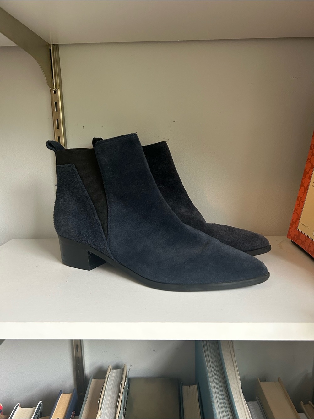Marc Fisher Navy Suede Chelsea Booties